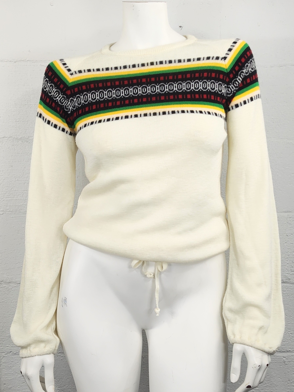 The Right Time Vintage Cream Fair Isle Stripe Women's Sweater